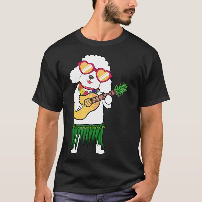 Camiseta Vestido hawaiano de caniche que juega a la Gif de  (Anverso)