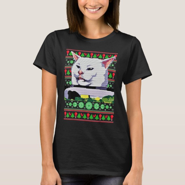 Camiseta Vestido Meme Gritando A Un Gato Fea X Mas Sweet (Anverso)
