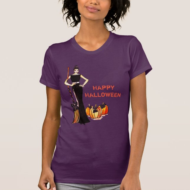 Camiseta Vestido negro elegante clásico de Halloween (Anverso)