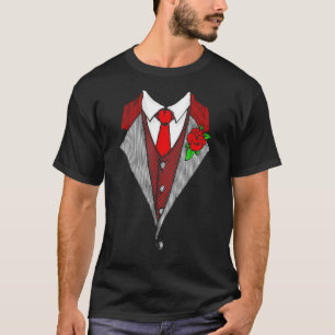 Camiseta Vestido Red Bow Tie Tuxedo Funny Día de San Valent