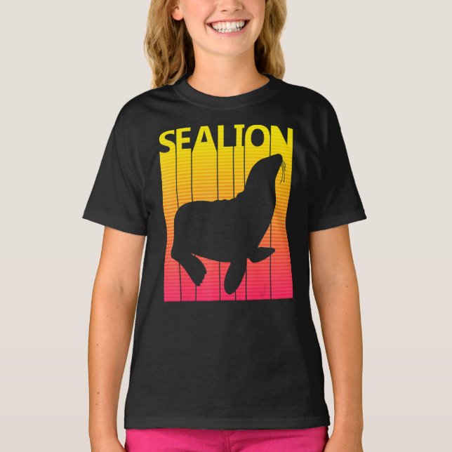 Camiseta Vestido retro animal de león marino (Anverso)