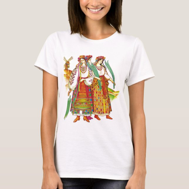 Camiseta Vestido ucraniano tradicional de Kyivschyna (Anverso)