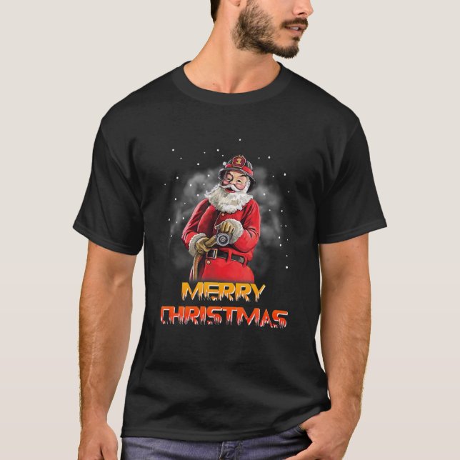 Camiseta Vestimenta de Navidades de bomberos de Santa Claus (Anverso)