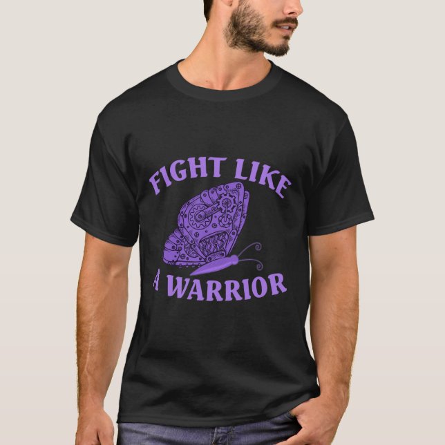 Camiseta Vestir Cinta Mariposa Morada Guerrero Fibromialgia (Anverso)
