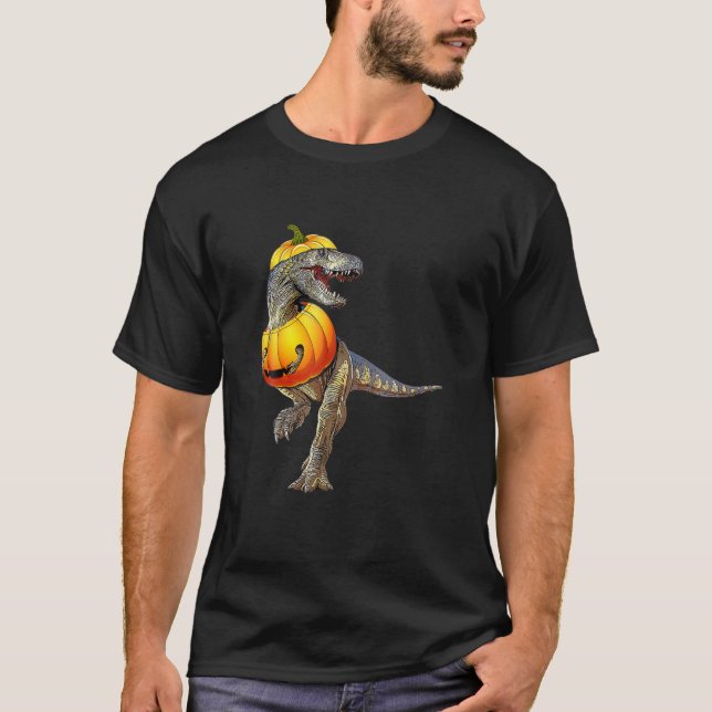 Camiseta Vestir Halloween T Rex Dinosaur Pumpkin Funny Tyr (Anverso)
