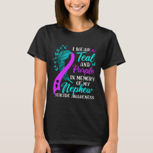 Camiseta Vestir Morado Verde azulado En Memoria De Mi Suici