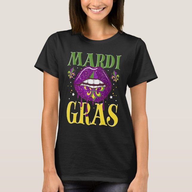 Camiseta Vestuario de Carnaval Mardi Gras Lip Fleur De Lis (Anverso)