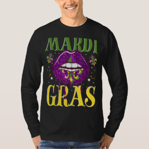 Camiseta Vestuario de Carnaval Mardi Gras Lip Fleur De Lis