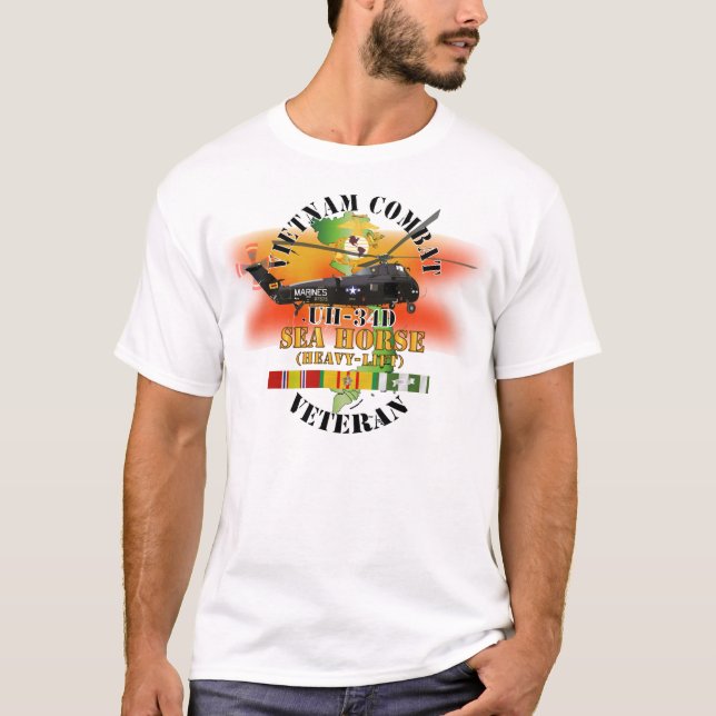Camiseta Vet de combate de Vietnam - Caballo de mar UH-34D  (Anverso)