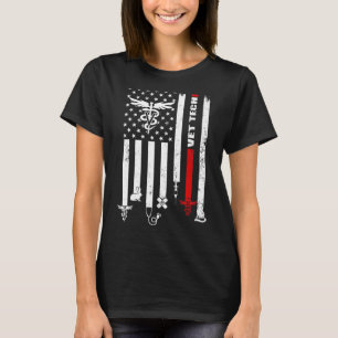 Camiseta Vet Tech Ee.Uu. Bandera Mascotas Veterinarios Técn