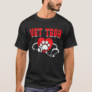 Camiseta Vet Tech Love Animals Love And Care Paw Print Stet