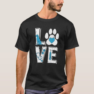 Camiseta Vet Tech Love Animals Retro Veterinaria Technicia