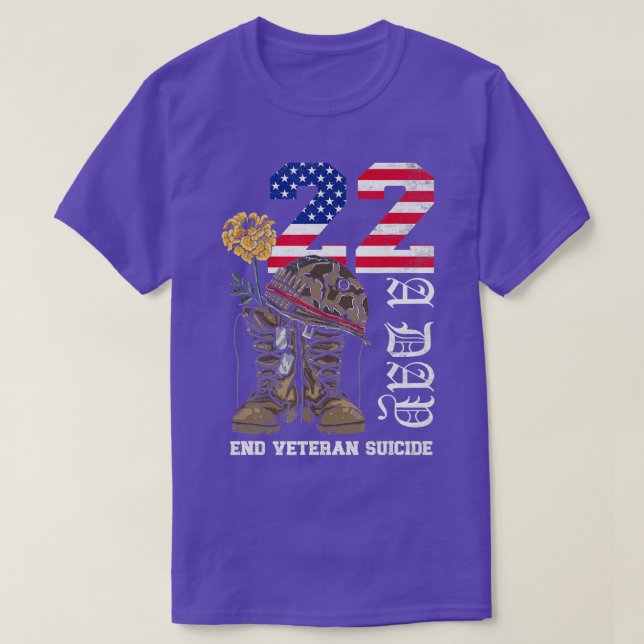 Camiseta Veteran 22 A Day Take Their Lives End Veteran Suic (Diseño del anverso)