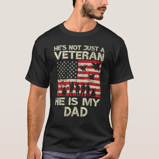Camiseta VETERAN He Is My DAD American flag Veterans Day  P (Anverso)