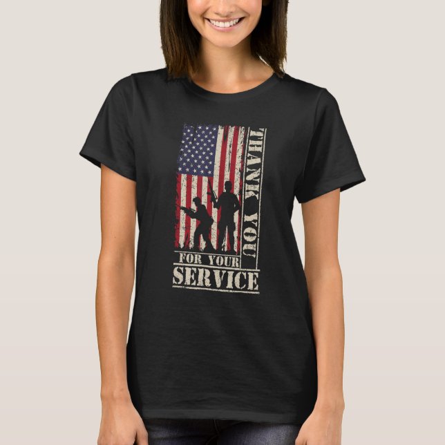 Camiseta Veteran Thank You For Your Service US Flag Veteran (Anverso)