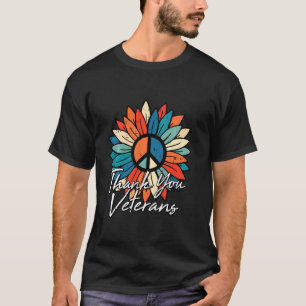 Camiseta Veteran Thank You Peace Symbol Flower Cool Militar