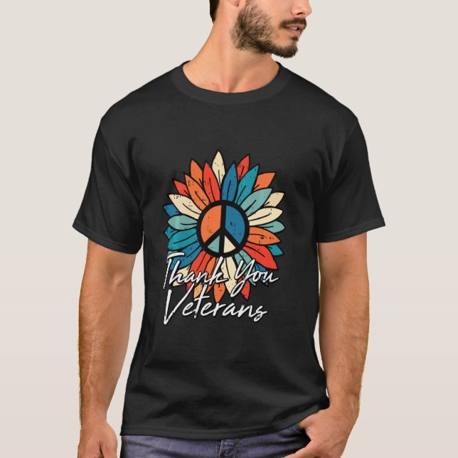 Camiseta Veteran Thank You Peace Symbol Flower Cool Militar (Anverso)