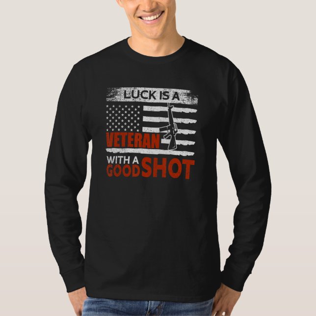 Camiseta Veteran With A Good Shot USA Flag Proud American V (Anverso)