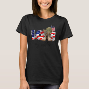 Camiseta Veterana bandera de EE.UU. Combate el arranque Ama
