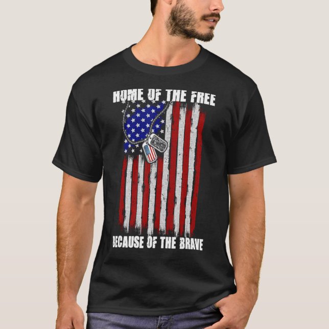 Camiseta Veterana De La Bandera Estadounidense Para Hombres (Anverso)