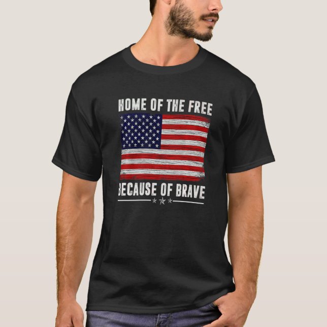 Camiseta Veterana De La Bandera Estadounidense Para Hombres (Anverso)