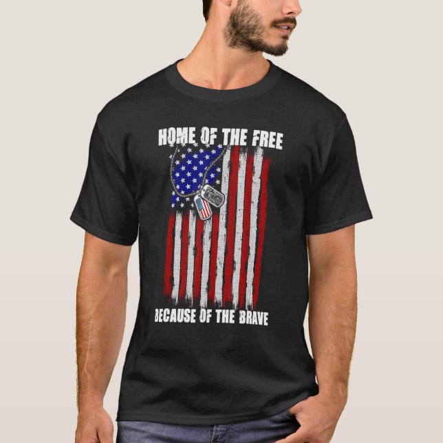 Camiseta Veterana De La Bandera Estadounidense Para Hombres (Anverso)