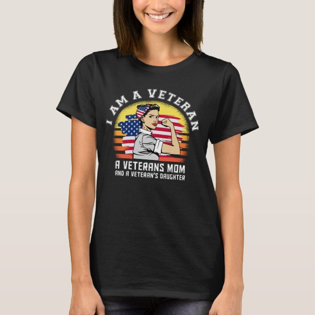 Camiseta Veterana de la bandera estadounidense soy veterana (Anverso)