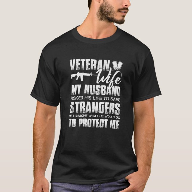 Camiseta Veterana Esposa Militar Esposo Soldado Orgulloso E (Anverso)