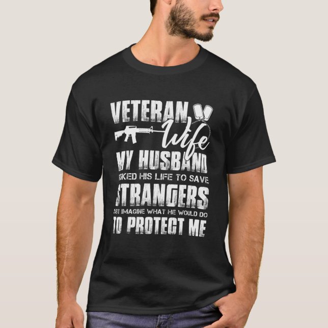 Camiseta Veterana Esposa Militar Esposo Soldado Orgulloso E (Anverso)