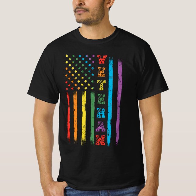 Camiseta Veterana lesbiana gay-americana bisexual transgéne (Anverso)