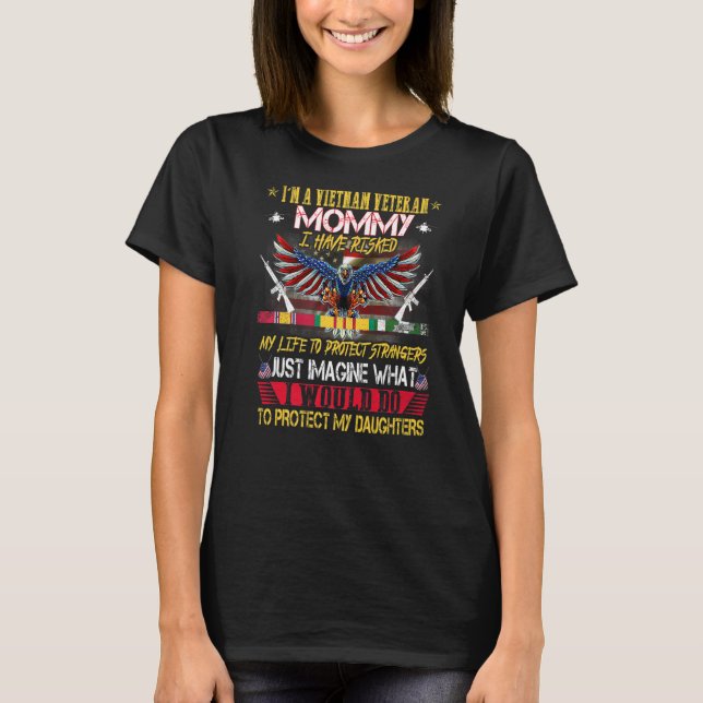 Camiseta Veterana vietnamita Tees hijas Orgullosa Vet Mommy (Anverso)