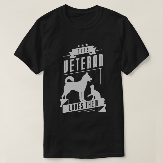Camiseta Veterano ama perro y gato (Diseño del anverso)