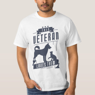 Camiseta Veterano ama perro y gato