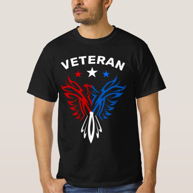 Camiseta Veterano de águila blanca y azul (Anverso)