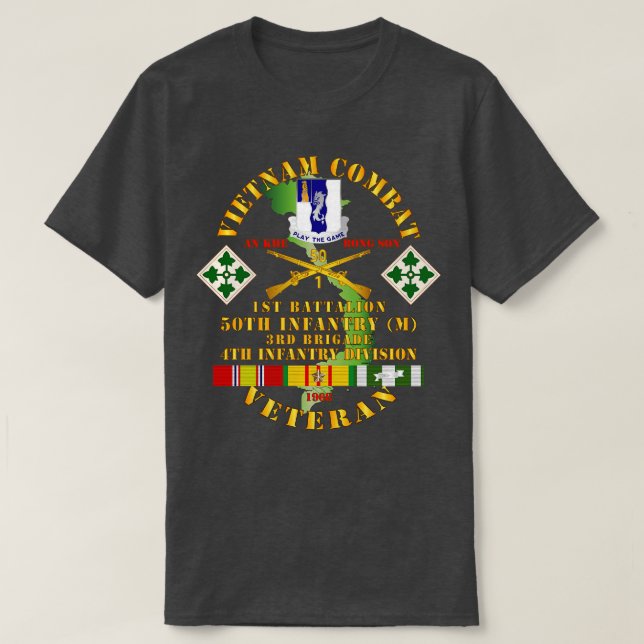 Camiseta Veterano de combate de Vietnam con 1ª Bn 50ª Inf 3 (Diseño del anverso)