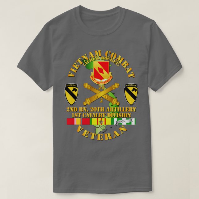Camiseta Veterano de combate de Vietnam con 2.º Bn 20th Art (Diseño del anverso)