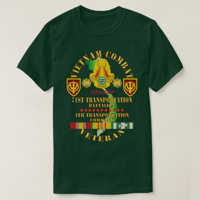 Camiseta Veterano de combate de Vietnam con 71° Transporte  (Diseño del anverso)