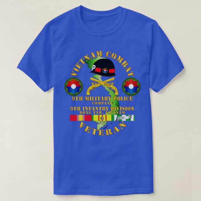 Camiseta Veterano de combate de Vietnam con 9ª Policía Mili (Diseño del anverso)