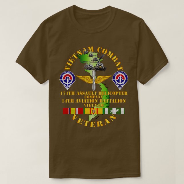 Camiseta Veterano de combate Vietnam 174º AHC con 14º Avn B (Diseño del anverso)