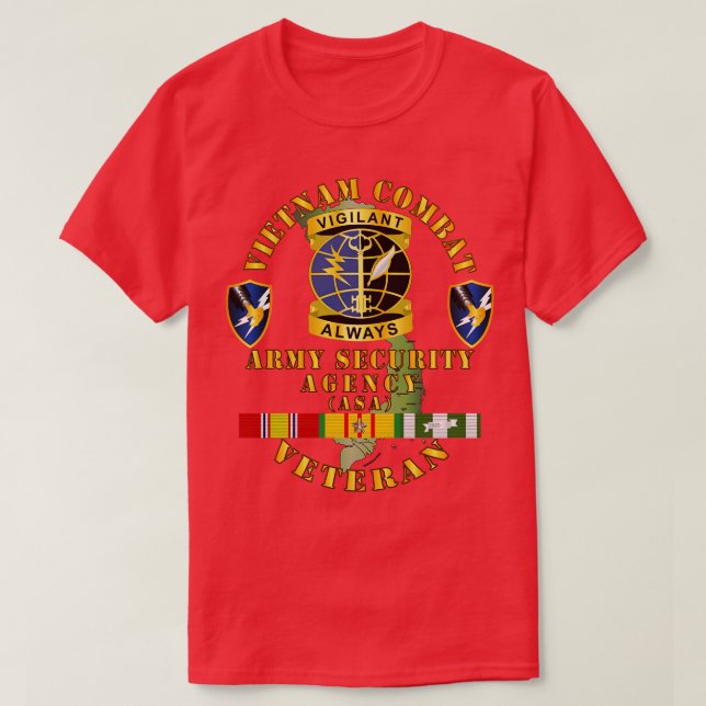 Camiseta Veterano de combate Vietnam ASA SSI DUI w VN SVC (Diseño del anverso)