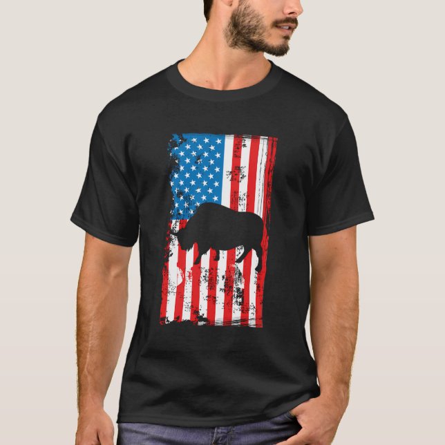 Camiseta Veterano De Ee.Uu. Orgulloso Bison Backprint Améri (Anverso)