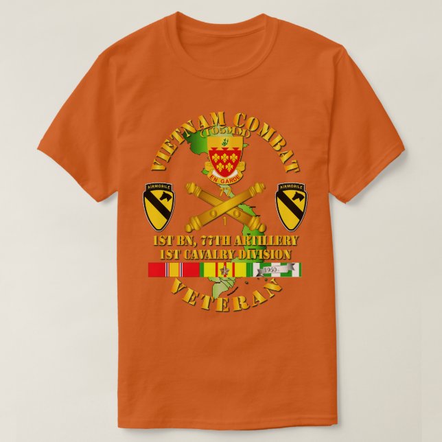 Camiseta Veterano de Guerra de Vietnam con 1ª Bn 77ª Artill (Diseño del anverso)