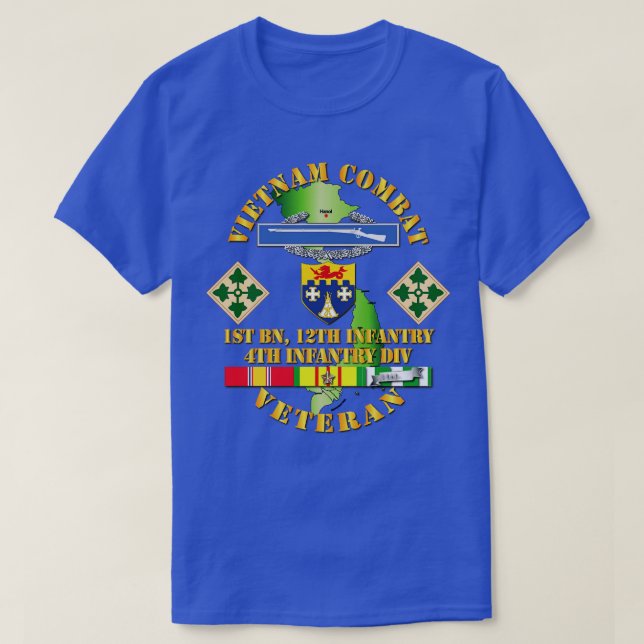 Camiseta Veterano de Infantería de Guerra de Vietnam con 1. (Diseño del anverso)
