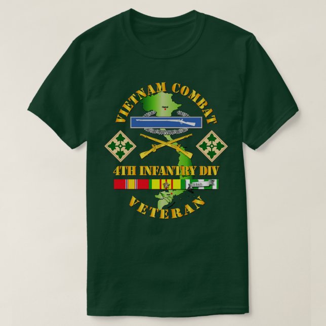 Camiseta Veterano de Infantería de Guerra de Vietnam con 4ª (Diseño del anverso)