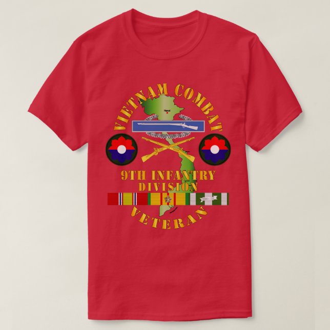 Camiseta Veterano de Infantería de Guerra de Vietnam con 9º (Diseño del anverso)