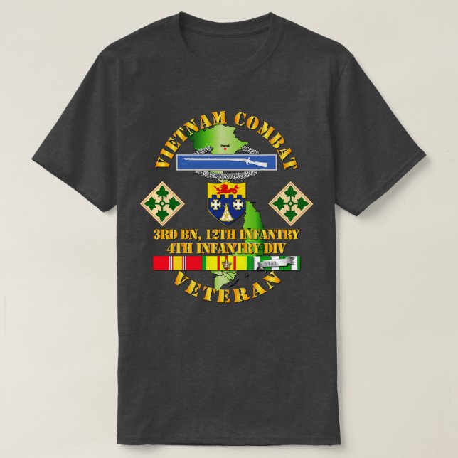 Camiseta Veterano de Infantería de Guerra de Vietnam w 3ᵉʳ  (Diseño del anverso)