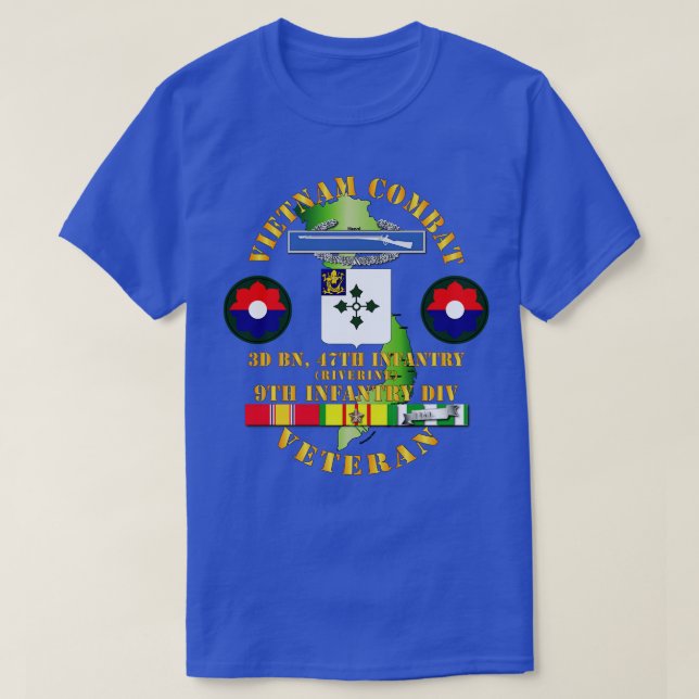 Camiseta Veterano de Infantería de Guerra de Vietnam w 3ᵉʳ  (Diseño del anverso)