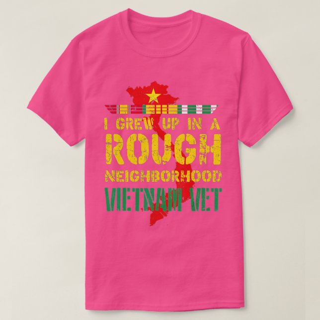 Camiseta Veterano de Vietnam crecí en un barrio difícil (Diseño del anverso)
