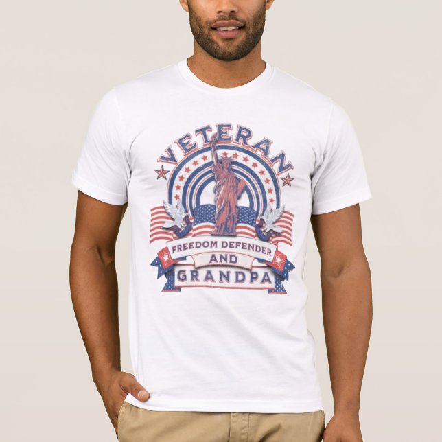 Camiseta Veterano defensor de la libertad y abuelo (Anverso)