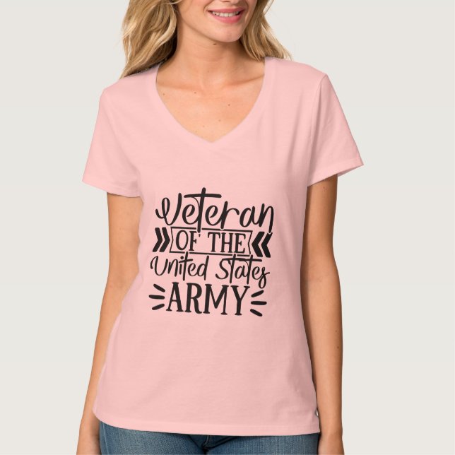 Camiseta Veterano del ejército femenino con el orgulloso V- (Anverso)